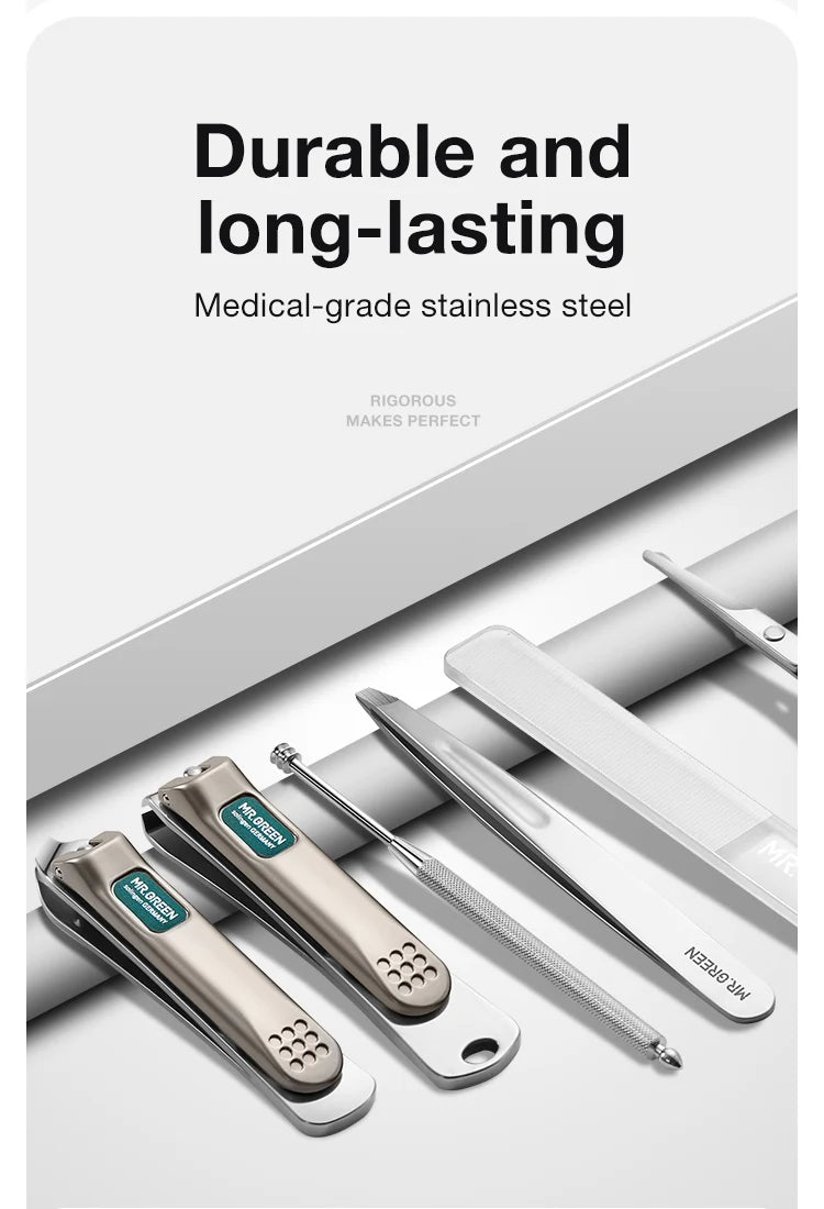 MR.GREEN Fashionable Manicure Sets Personal Care Tools Stainless Steel Travel Kits Nail Clippers Eyebrow Tweezer