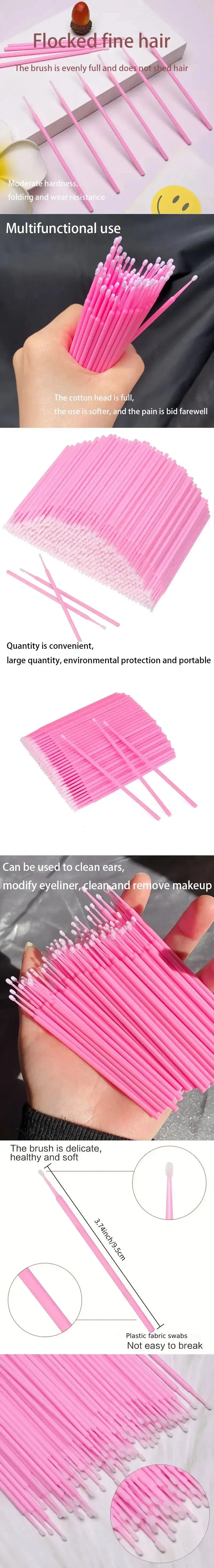 100pcs Disposable Miniature Mascara Brush for Makeup Cleaning and Compatible Personal Care Pink  Brush for Make up and Clean