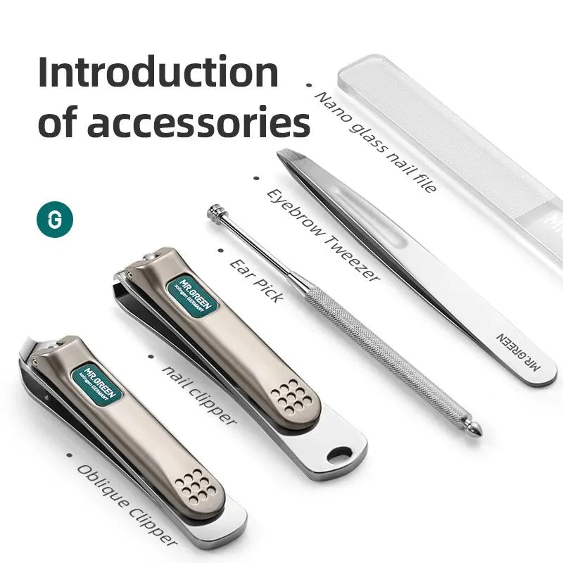 MR.GREEN Fashionable Manicure Sets Personal Care Tools Stainless Steel Travel Kits Nail Clippers Eyebrow Tweezer