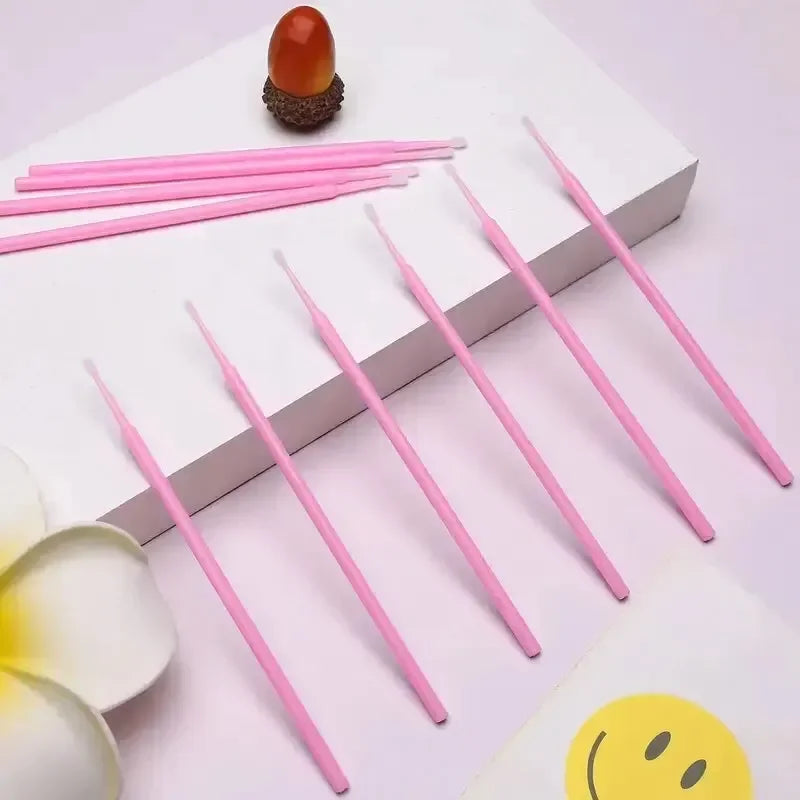 100pcs Disposable Miniature Mascara Brush for Makeup Cleaning and Compatible Personal Care Pink  Brush for Make up and Clean