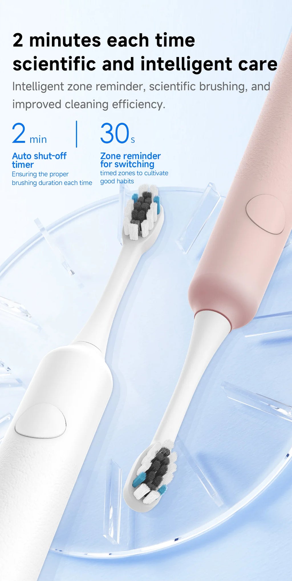DOCOLAB Sonic Electric Toothbrush 3Gear Vibration Rechargeable Waterproof Teeth Whitening Cleaning Personal Care Appliance MT001